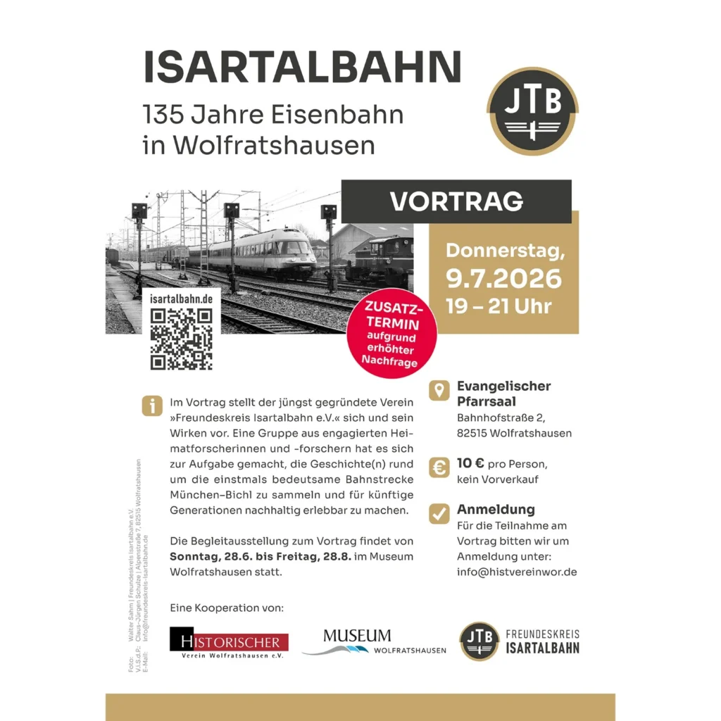 Plakat zum Zusatztermin am Donnerstag, 9. Juli 2026, im Evangelischen Pfarrsaal Wolfratshausen